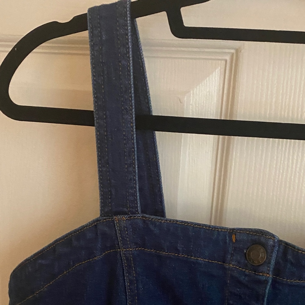 OAT Women's Fitted Denim Overall Button Dress Blue Size 14 - Picture 9 of 12